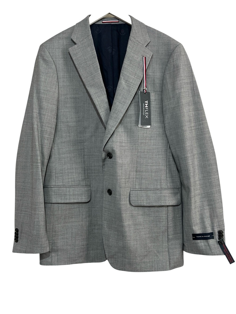 Tommy Hilfiger Mens TH Flex Wool Blend Stretch Blazer Jacket, 40L Gray